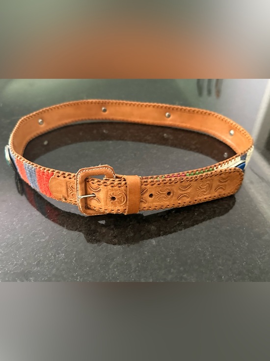 Vibrant Vintage Mayan Designs Guatemalan Woven Belt w/ Large Stone Accents ✨ main image 7